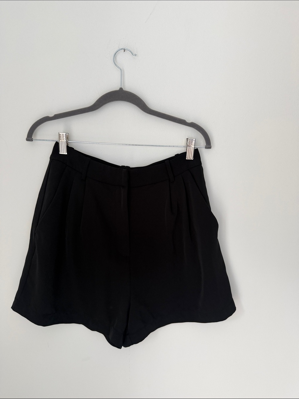 Wayf Black Tailored High-Rise Shorts
